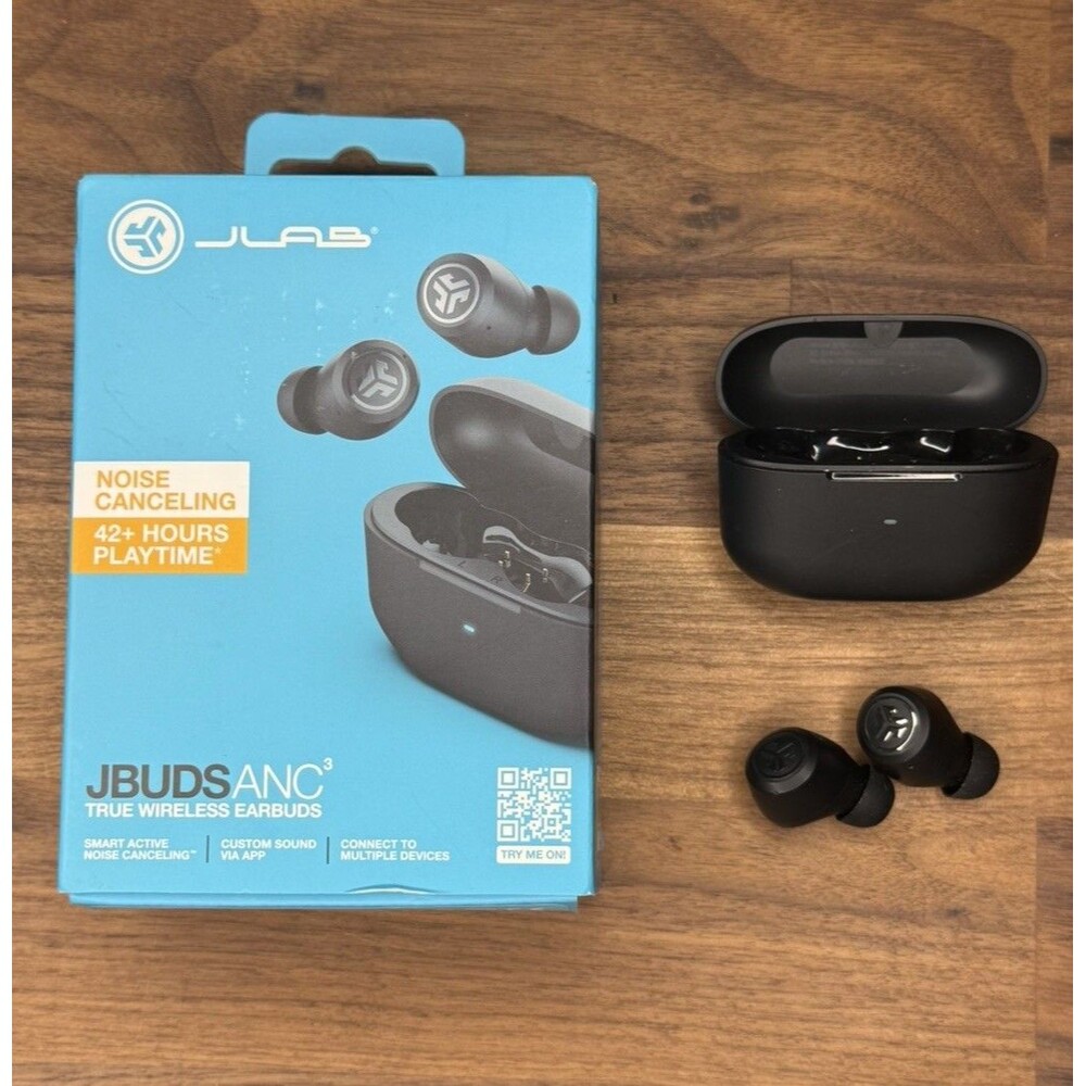 JLab JBuds ANC 3 True Wireless Noise Canceling Earbuds Black Tested with Box
